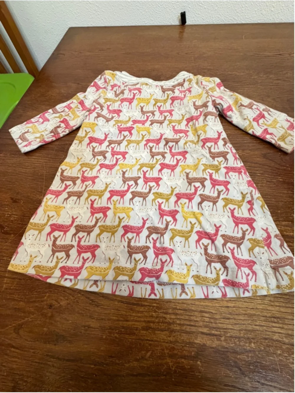 Mini Boden Deer Print Dress 4-5Y Woodland Animal Pocket Cotton Girls Long Sleeve